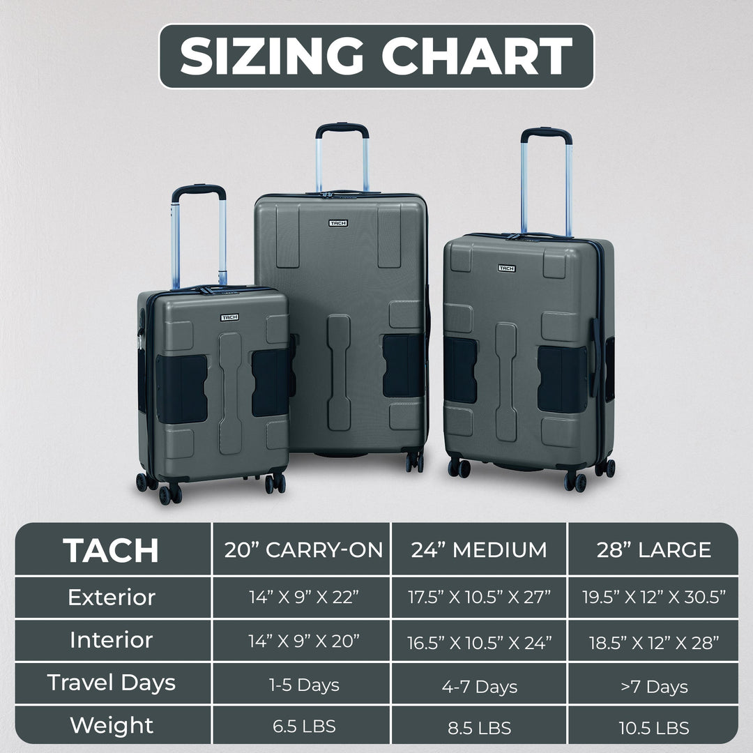 TACH Connectable Luggage Carry-on + Medium + Large Hard shell | Grey