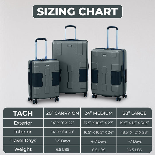 TACH Connectable Luggage Carry-on + Medium + Large Hard shell | Grey